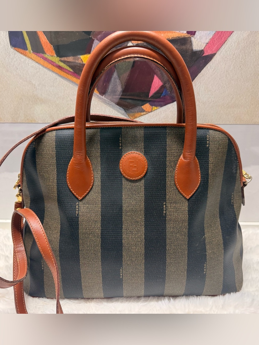 FENDI-C12354 Pequin Dome Handbag